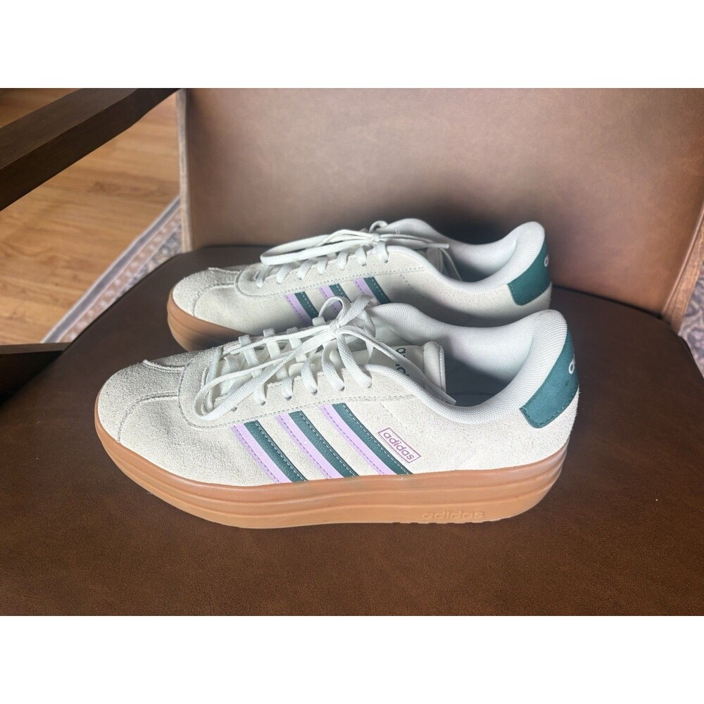 Adidas VL Court Bold Women Sneakers Cream with Pink & Green Accents Sz 10 Womens